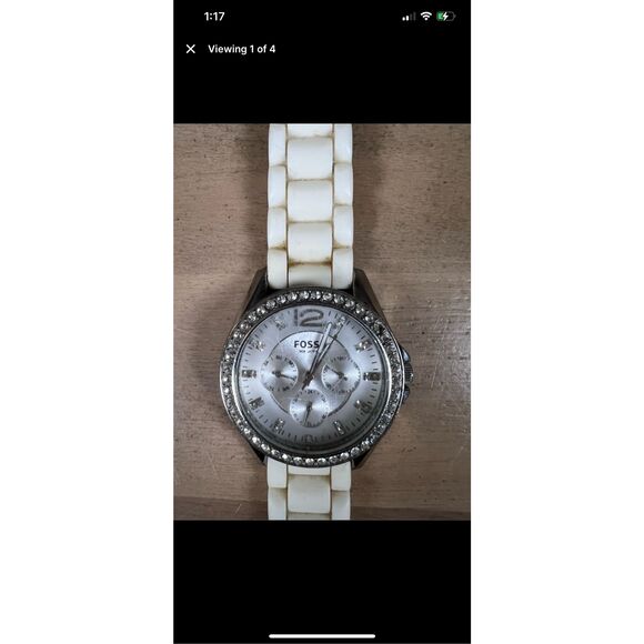 (W) FOSSIL CRYSTAL MULTI-FUNCTION WATCH WHITE SILICONE - Picture 5 of 5